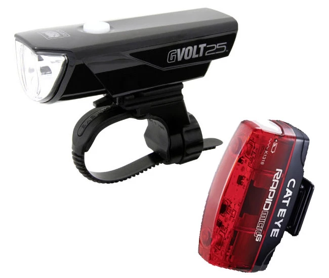 Cat Eye GVolt25 + Rapid Micro G Beleuchtungsset StVZO Zugelassen Farbe Schwarz - Rot 1 Cat Eye GVolt25 + Rapid Micro G Beleuchtungsset StVZO Zugelassen Farbe Schwarz - Rot