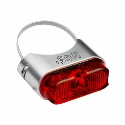 Schmidts SON Ruecklicht Sattelstuetze Ohne Kabel Farbe Silber Glas Rot