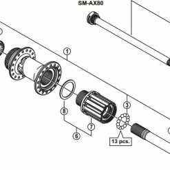 Shimano Zee FH-M640 Disc Hinterradnabe Ersatzteil | Hohlachse M10 Komplett Nr 1