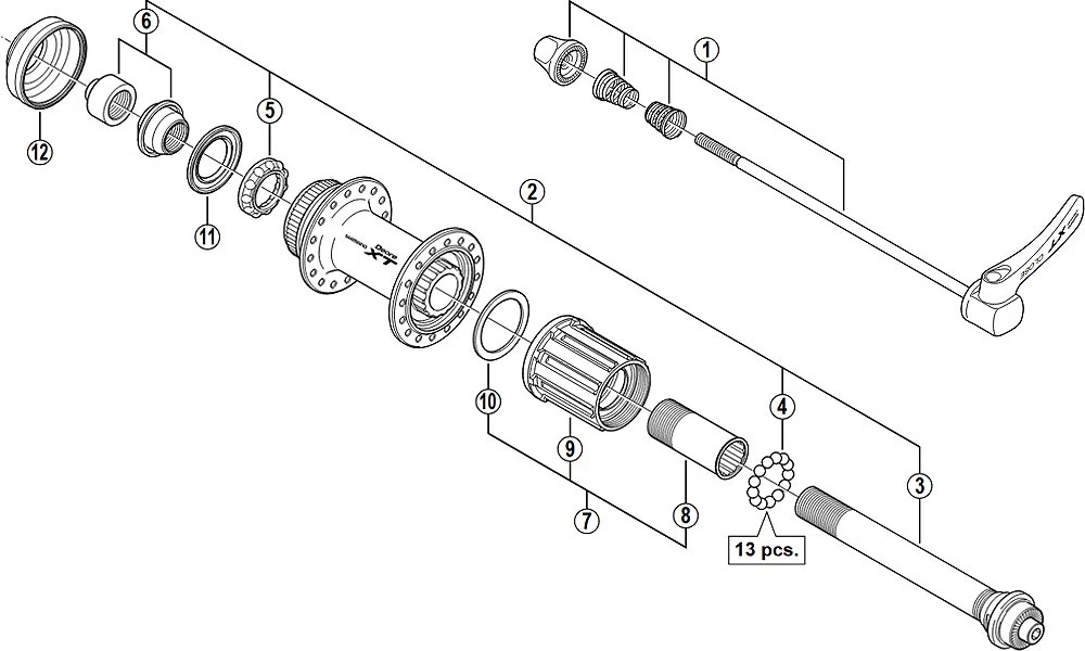 Shimano Deore XT FH-M775 Hinterradnabe Ersatzteil | Schnellspanner 168 Mm Schwarz Nr 1 2 Shimano Deore XT FH-M775 Hinterradnabe Ersatzteil | Schnellspanner 168 Mm Schwarz Nr 1 – Bild 2